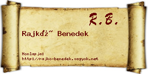 Rajkó Benedek névjegykártya